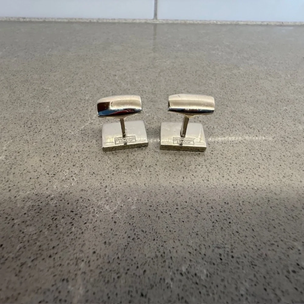 Men's Duchamp London Silver Paisley Blue & Purple Cufflinks -EUC